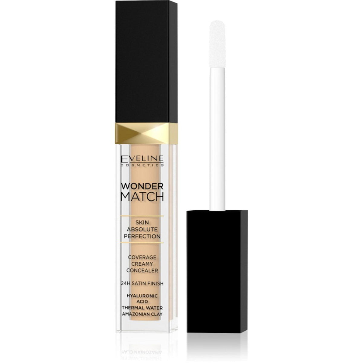 Eveline Cosmetics, Wonder Match, Hyaluronic Acid, Satin Finish, Cream Concealer, 10, Light Vanilla, 6.8 ml
