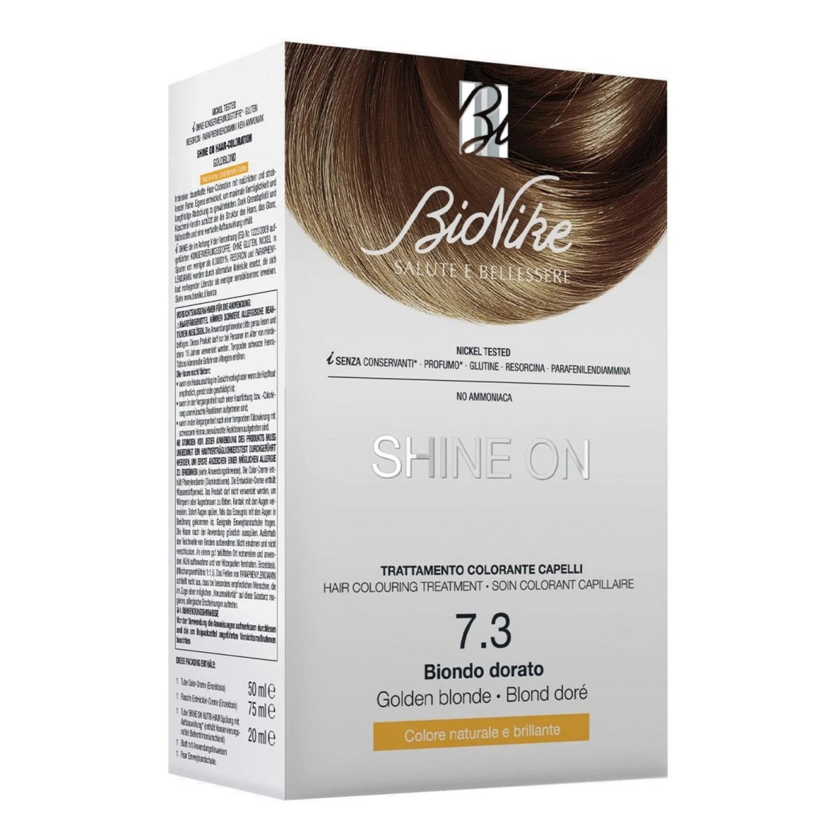 BioNike, Shine On, Permanent Hair Dye, 7.3 Golden BLonde, 145 ml