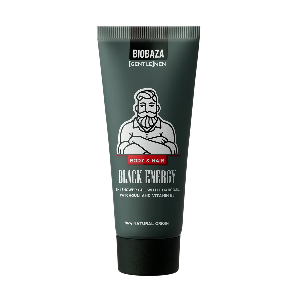 Biobaza, Black Energy, Shower Gel & Shampoo 2-In-1, Charcoal, 30 ml