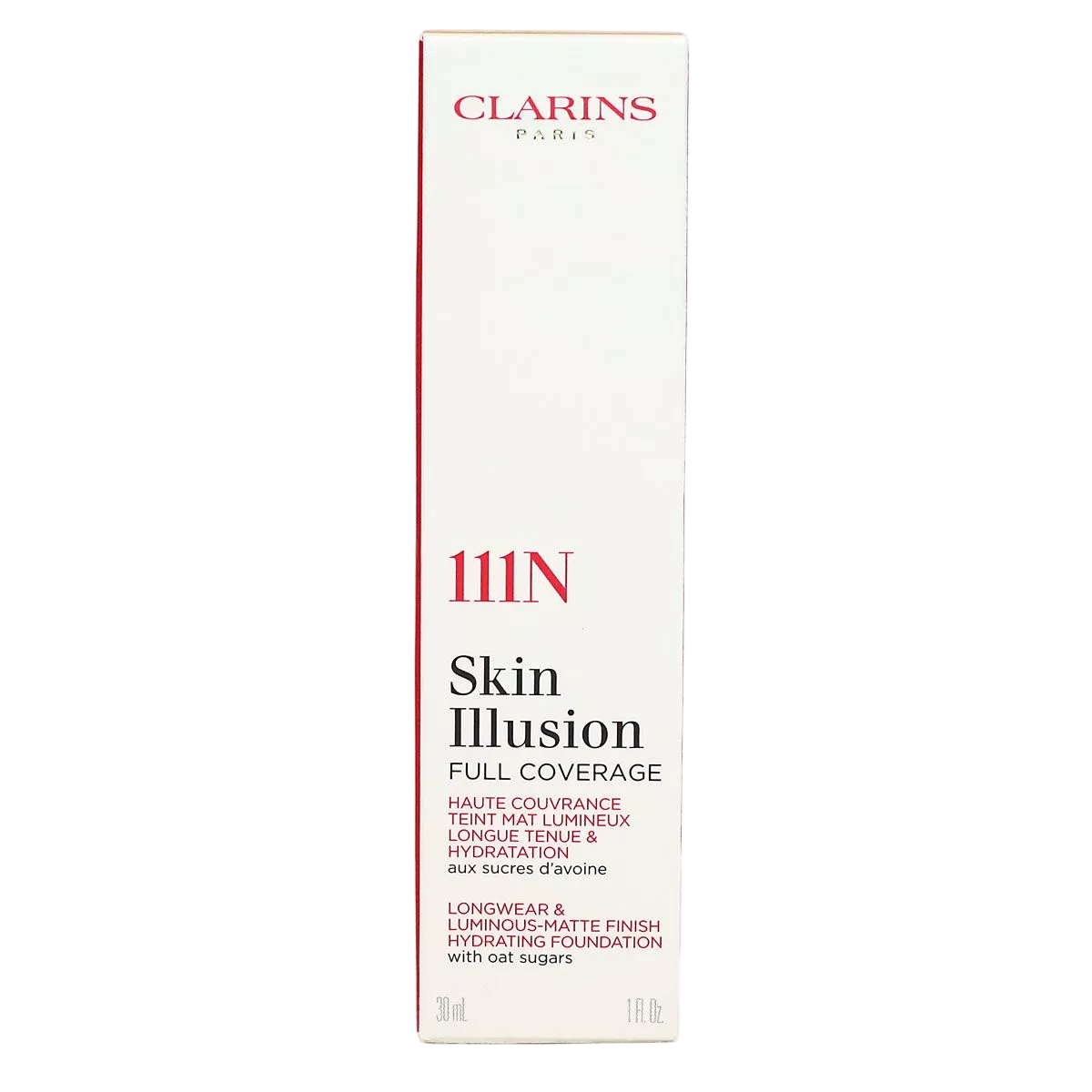 Clarins, Skin Illusion Full Coverage Foundation, Full Coverage, Liquid Foundation, 111N, 30 ml