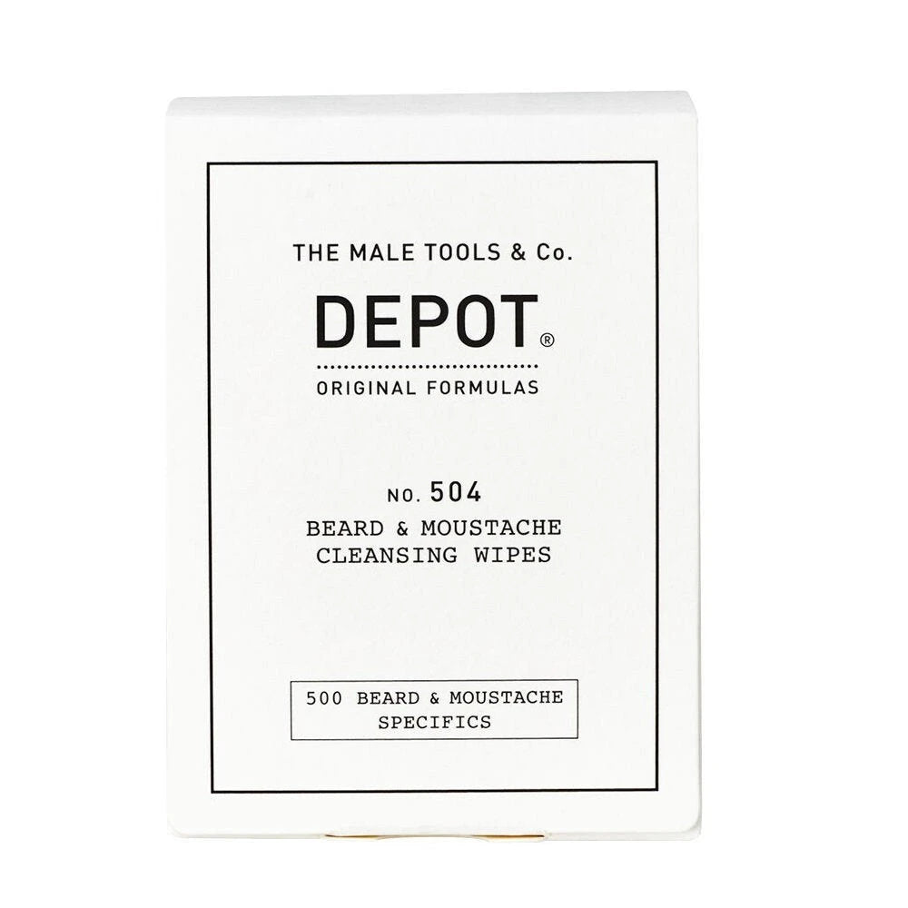 Set, Depot, 500 Beard & Mustache Specifics No. 504, Beard & Moustache Cleansing Wipes, 12 pcs