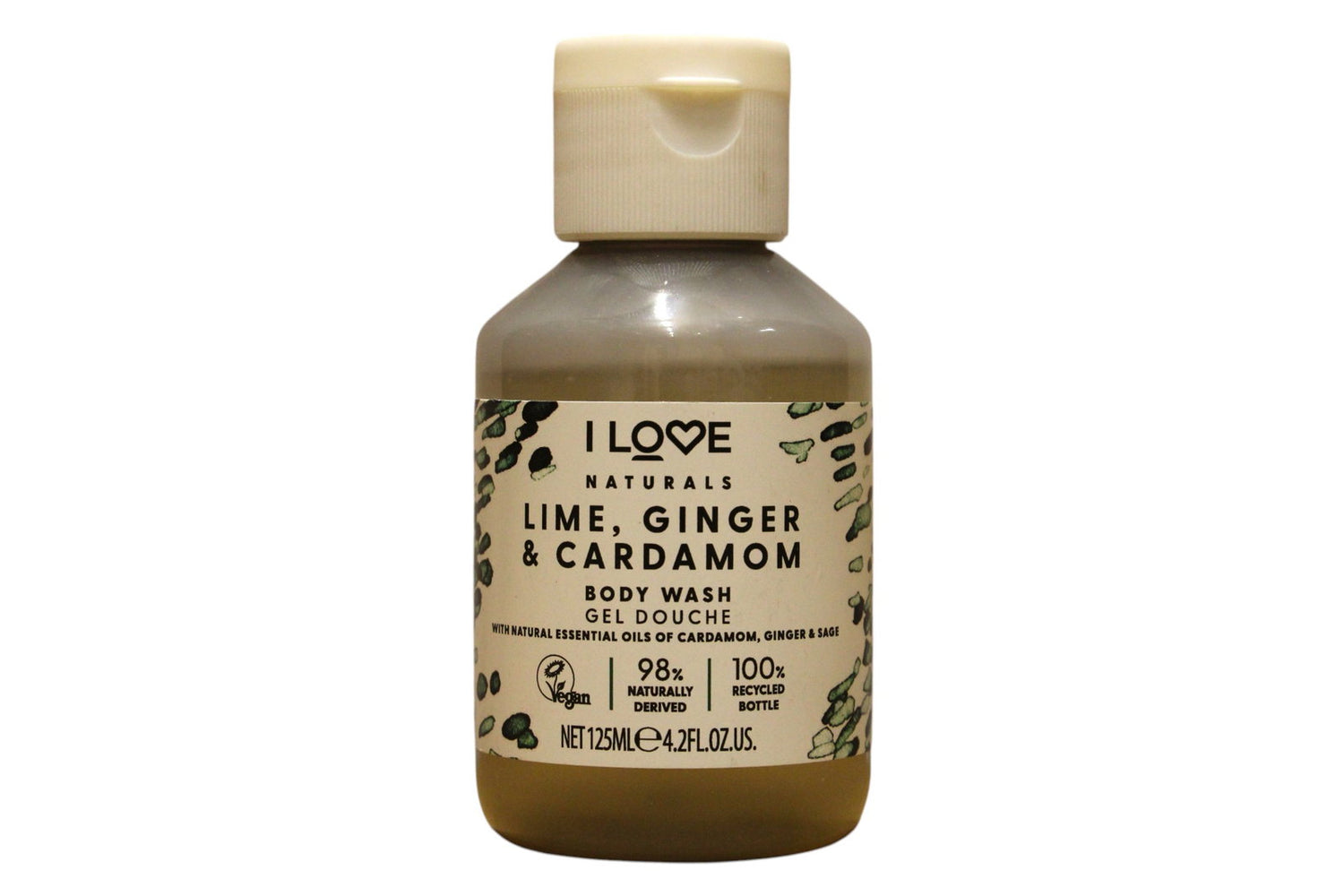 I Love, Naturals Collection, Vegan, Lime, Ginger & Cardamom, Hydrating, Shower Gel, For All Skin Types, 125 ml