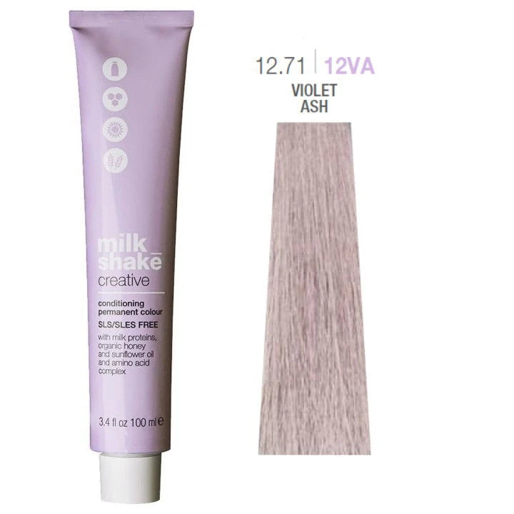 Milk Shake, Creative, SLS/SLES-Free, Permanent Hair Dye, 12.7112VA Violet Ash, 100 ml