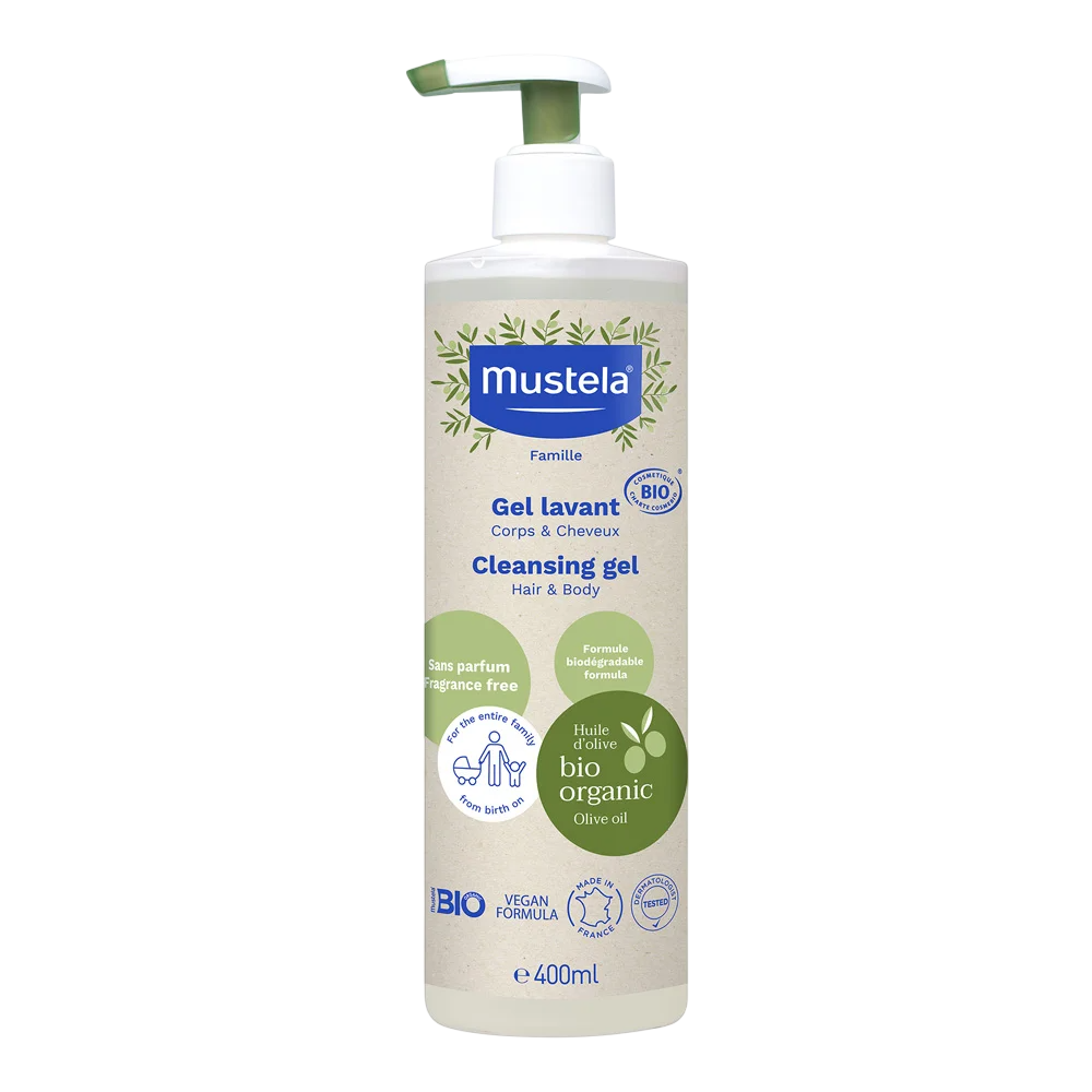 Mustela, Organic, Olive Oil, Cleansing, Shower Gel, For Hair & Body, All Skin Types, 400 ml