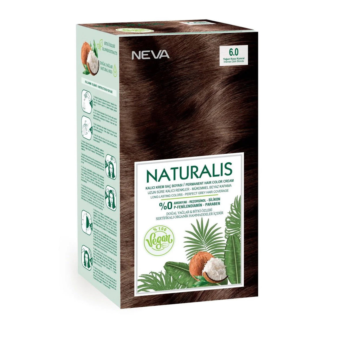 Naturalis, Neva, Permanent Hair Dye, 6.0 Intense Dark Blonde, 150 ml