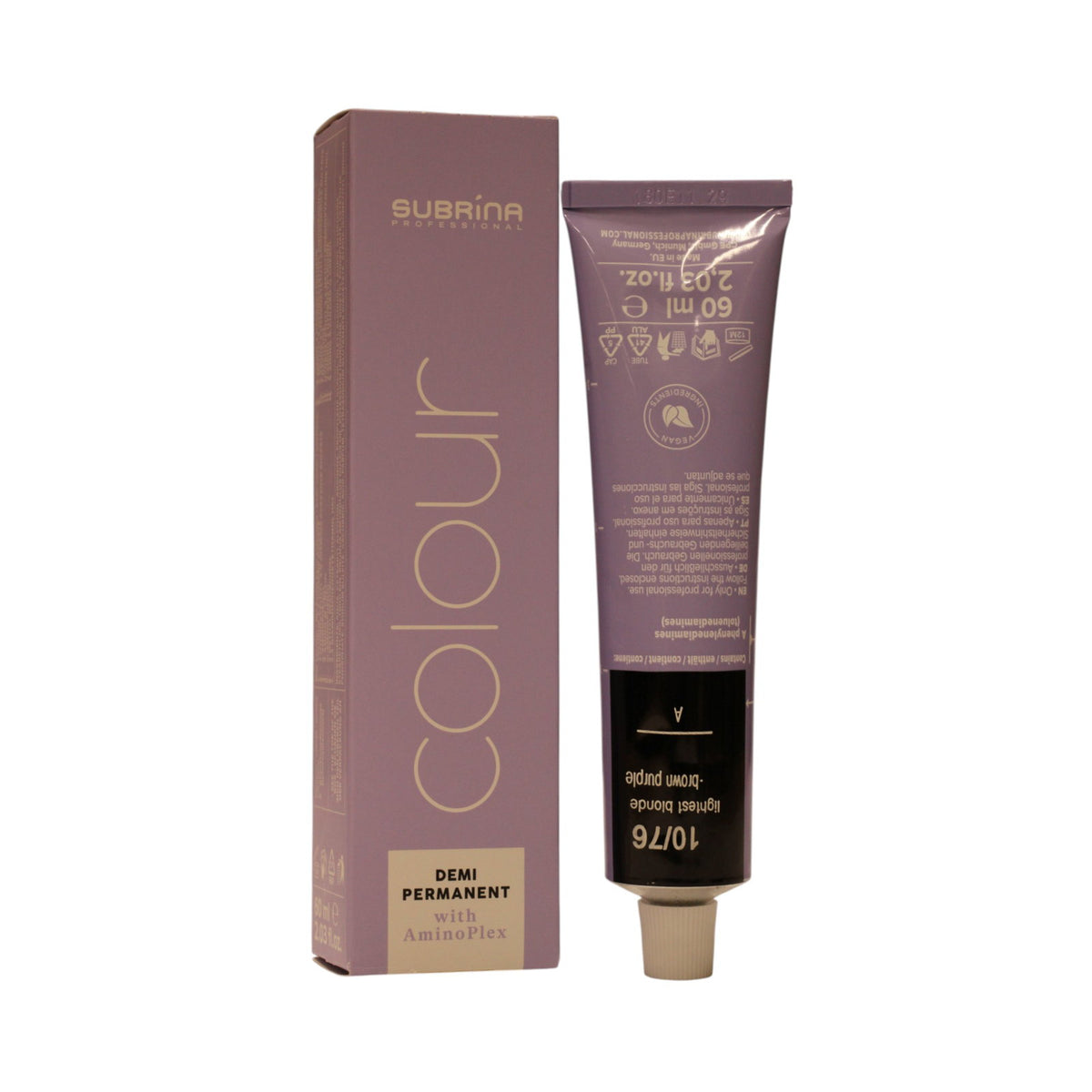 Subrina Professional Vopsea demi-permanentă 10/76 Blond foarte deschis maro-violet 60 ml
