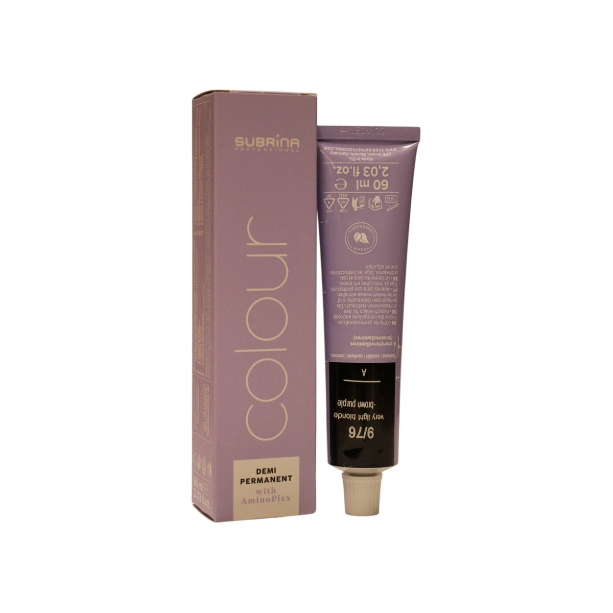 Subrina Professional Culoare demi-permanentă 9/76 Blond Foarte Deschis Violet Perlat 60 ml
